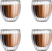 Dubbelwandige latte macchiato-glazen, koffieglas, theeglazen - mokkakopjes , Koffiekopjes , espressokopjes - kopjes - Cappuccino kopjes 4* 250 ml