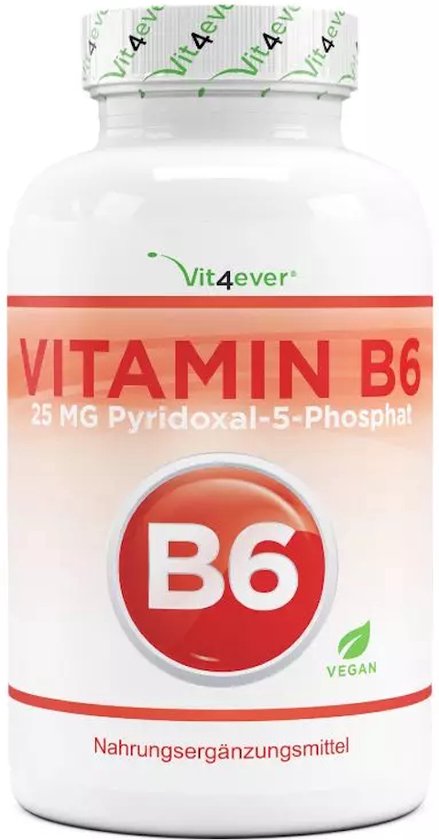 Vit4ever - Vitamine B6 - 240 tabletten extra hoog gedoseerd met 25 mg (Pyridoxinehydrochloride) - Premium: Bioactieve vitamine B6 - Zonder ongewenste toevoegingen - Veganistisch