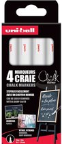 Uni-ball - Chalk PWE-3MS - krijtmarker - fijne punt - wit - set 4 stuks