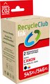 RecycleClub inktcartridge - Inktpatroon - Geschikt voor Canon - Alternatief voor Canon PG-545XL Zwart 15ml en CL-546XL Kleur 15ml - Duopack - Multipack - 2 stuks