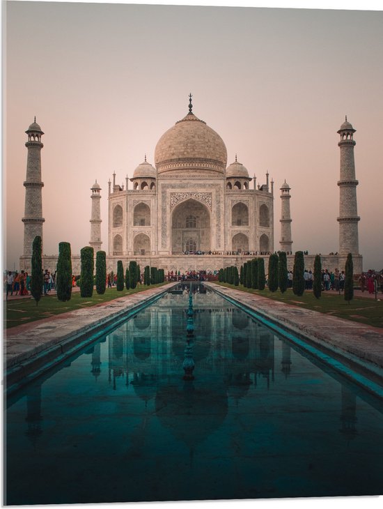 Acrylglas - Tai Mahal Moskee - India - 60x80 cm Foto op Acrylglas (Wanddecoratie op Acrylaat)