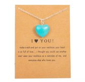 Akyol - hart ketting - voor hem en haar - Valentijn cadeau - zilveren ketting - hartjes ketting - ketting - collier - hart - ketting met een hanger - harten - Blauw- accessoires - sieraden