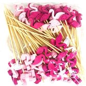 Akyol - partyprikkers - satéprikkers - Feestje - Verjaardag - cocktailprikkers - Feest prikkers - cocktailprikkers - 18 stuks – Roze – Paars - Tropen – Regenwoud - Flamingo – Dieren - flamingo prikkers - thema flamingo - flamingo cocktailpri