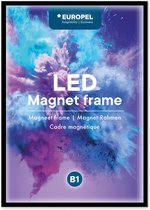 Europel posterlijst met magneet – Kliklijst – Wissellijst – B1 – 70,7 x 100 cm – Zwart – LED verlichting – Incl. bevestigingsmateriaal