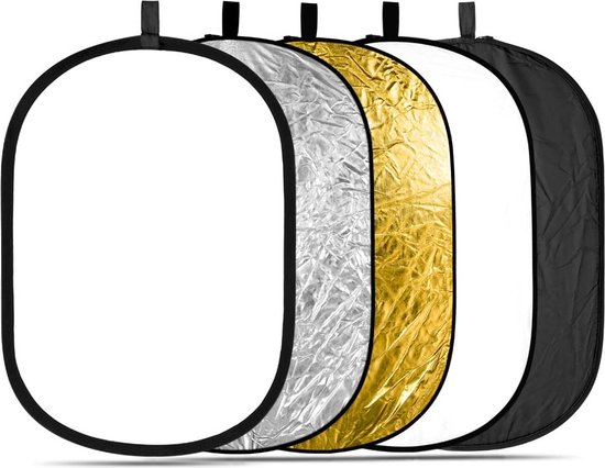 Foto: Neewer 5 in 1 professionele opvouwbare multidiscs ovale lichtreflector 80 x 120 cm 31 x 47 inch doorlaatbaar zilver zwart goud wit diffusers filters reflectoren reflectoren