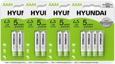 Batteries Hyundai - Piles AAA rechargeables - 900mAh - 16 pièces