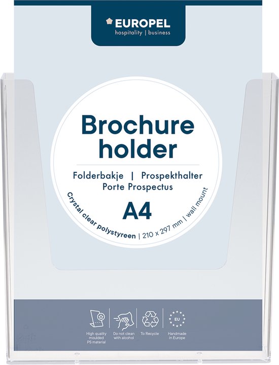 Porte-brochures OPUS 2 mural A4 transparent