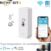 Fastsurfe - Smart temperatuur en vochtigheidssensor - WiFi-app - Smart Home Remote Monitor - werkt met Alexa en Google Assistant