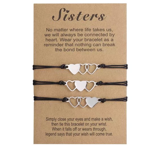 Akyol - zussen armband - armband voor 3 - zusjes armband - cadeau voor zusjes - vriendschap - armband voor je zusjes - zussen - zus - sister armband