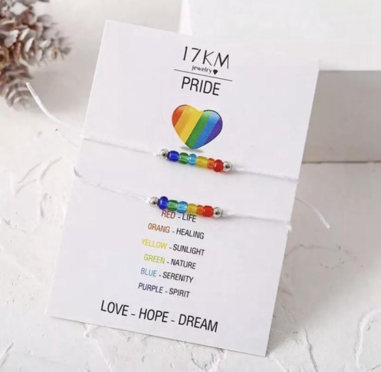 Akyol - Pride Armband - Regenboog - 2 stuks - Pride - armband voor 2 - gay armband cadeau - LGBT - wit - Armband - Gay - lesbian - trans - cadeau - vriendschapsarmband - bi - geschenk - gift - verjaardag - feestdag - respect - equality - gelijk - lgb