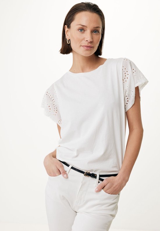 Haut Mexx avec manches brodées pour femme - Off White - Taille S