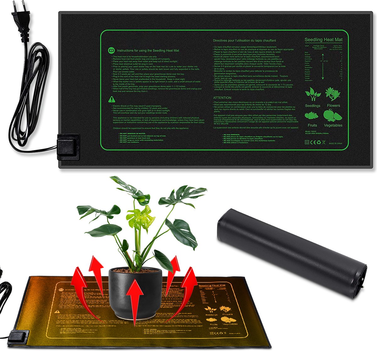 2x Verwarmingsmat Planten Warmtemat 25,5x52,5 cm Plant Kweekmat Propagator