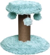 Topmast Krabpaal Fluffy Rio - Lichtblauw - 39 x 39 x 34 cm - Krabpaal voor Katten - Met Kattenspeeltjes - Duurzaam Sisal Touw
