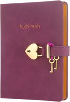 Victoria's Journals - Dagboek met slot, sleutel en geschenkdoos - Hush-Hush My Secret Diary w/ Heart Lock - Luxe Vegan Leer Dagboek - Hardcover - 320 Pagina's Premium Papier - 13 x 18 cm (Paars)