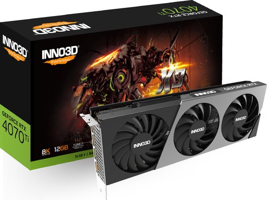 Inno3D Geforce RTX 4070 ti x3, Geforce RTX 4070 Ti, 12 GB, GDDR6X, 192 Bit, 7680 x 4320 Pixels, PCI Express x16 4.0