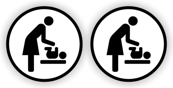Baby verzorging ruimte pictogram sticker set 2 stuks zwart