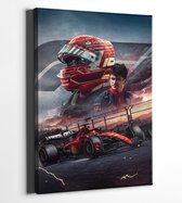 2023 Charles Leclerc Formule 1 Luxe Canvas Schilderij - Inclusief Ophangsysteem - Formaat 70x50