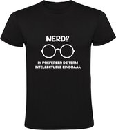 Nerd? Ik prefereer de term intellectuele eindbaas Heren T-shirt | nerd | bril | baas | grappig