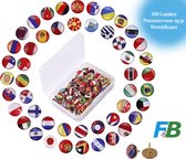 Punaises F4B 100 Landen | Pour le babillard | 100 pièces | Carte du monde | Drapeaux | Broche | Forfait artisanal | La vignette
