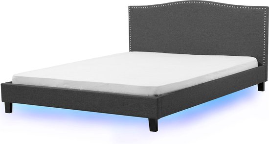 MONTPELLIER - Bed LED - Grijs/Meerkleurig - 180 x 200 cm - Polyester