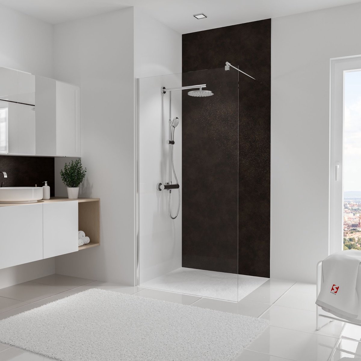 Schulte Deco Design Decor - metaal roest-effect - 100x255 - zelf inkortbaar en zelfklevend - wanddecoratie - muurdecoratie - badkamer wandpaneel - muurbekleding