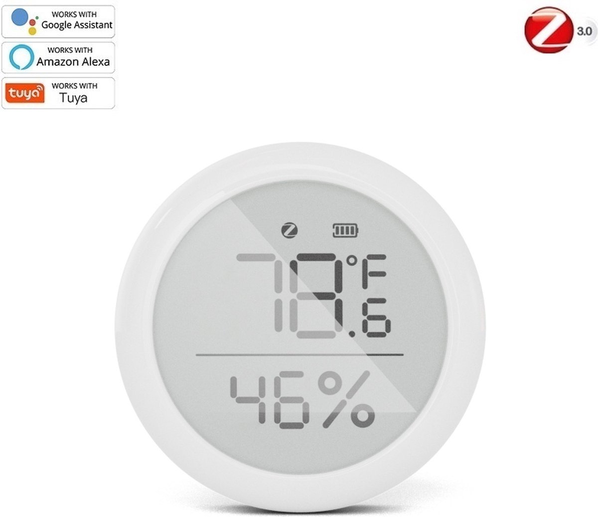 Moes Tuya ZigBee Temperatuur en Vocht Sensor - Zigbee - Tuya SmartLife - LCD scherm