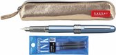 Platinum Vulpen Plaisir Shell Frosty Blue FINE/0.3 - Bakker Made With Love Fair Trade Etui GOUD - Dyestuff cartridge ink (pack of 2) Light Blue