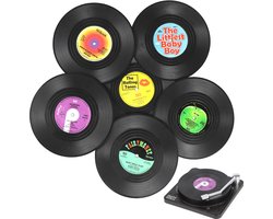 PRO-Deals | Vinyl Platen Onderzetters | 6 Stuks | The Rolling Stones LP | Voor Glazen | Anti-Slip | Vinyl | Platenspeler | Langspeelplaat | Rond | Vintage | Party | Muziek | Glazenonderzetter | Platen