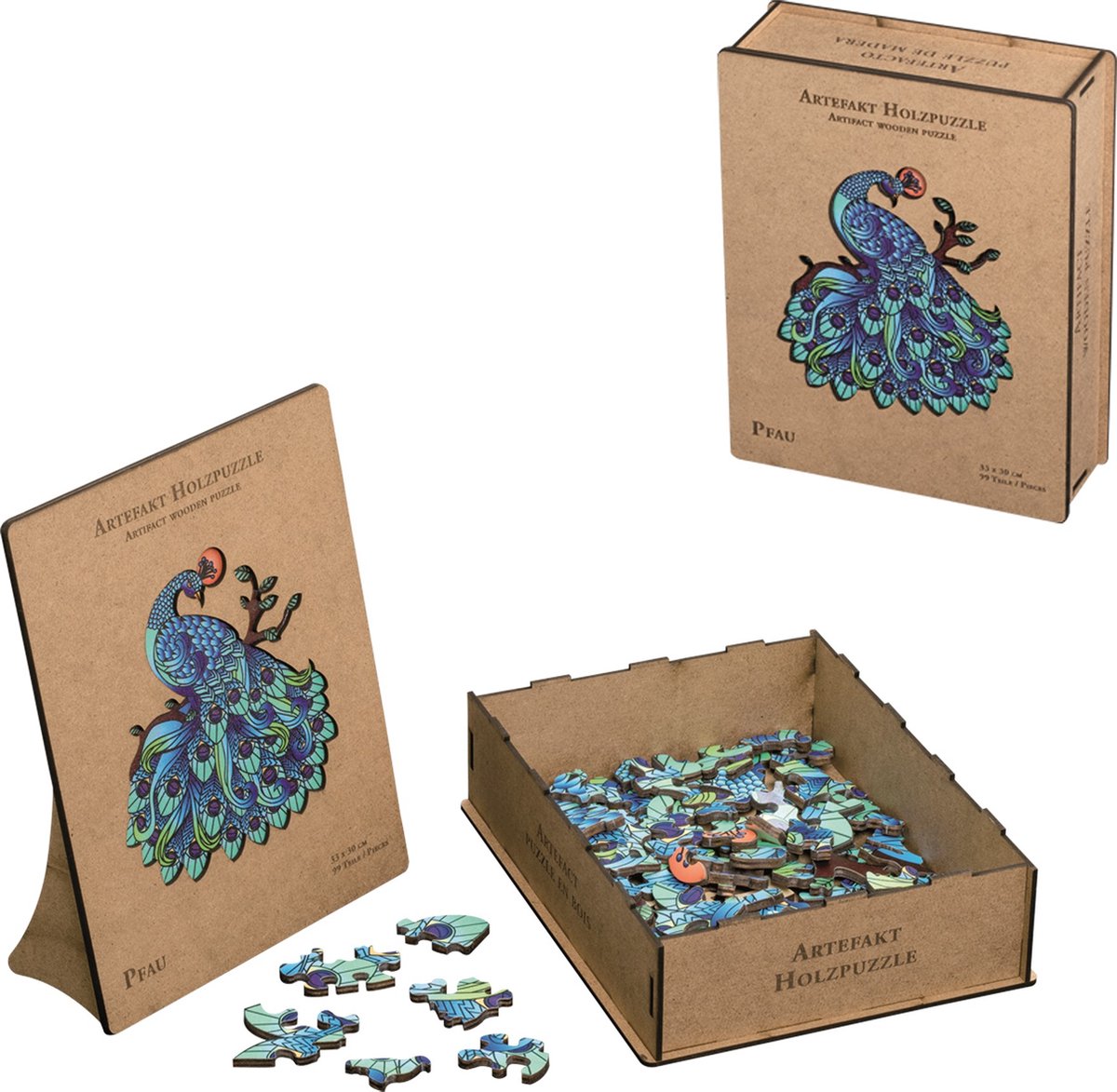 Philos Artefact Houten Puzzel - Pauw (99)