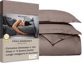 Bed Couture - Parure de lit en Katoen sergé - 155x220 + 2 taies d'oreiller 65x65 - Luxe 100% Katoen, toucher souple et ultra doux - Nougat