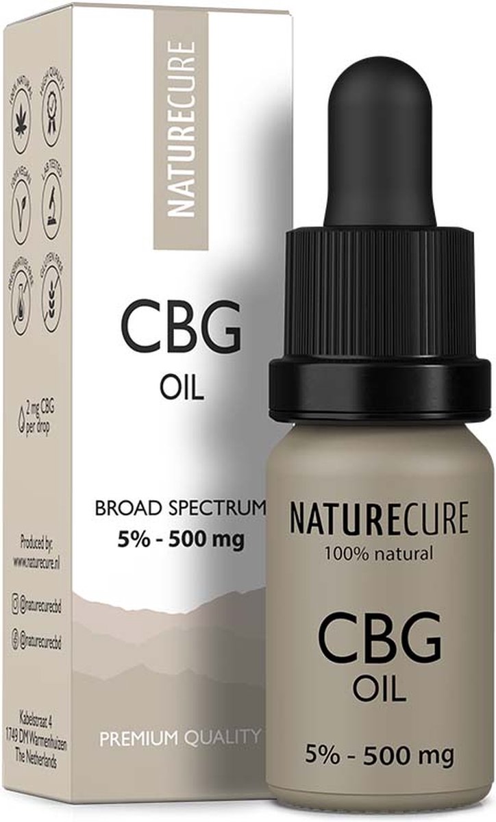 Goedkoopste Nature Cure CBG-olie 5 - 500 mg- Broad Spectrum 10 ml