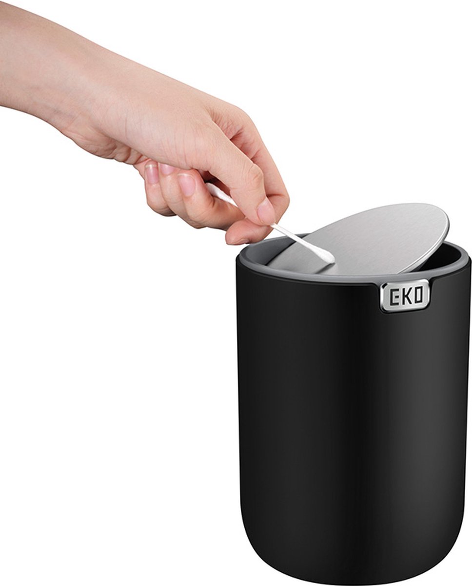EKO - Fandy 2 Tafelafvalbak 1,5 liter - Plastic - zwart - Prullenbak op Prijzenvolger.com