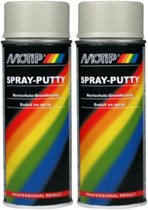 Motip spuitplamuur - 2 stuks - spray putty - sneldrogend - voor hout, metaal en aluminium - 400 ml
