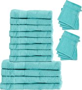 LOTUS Set 4x Serviettes de bain 70x140 + 8x Handdoeken 50x100 + 8x Débarbouillettes - Cool Blue