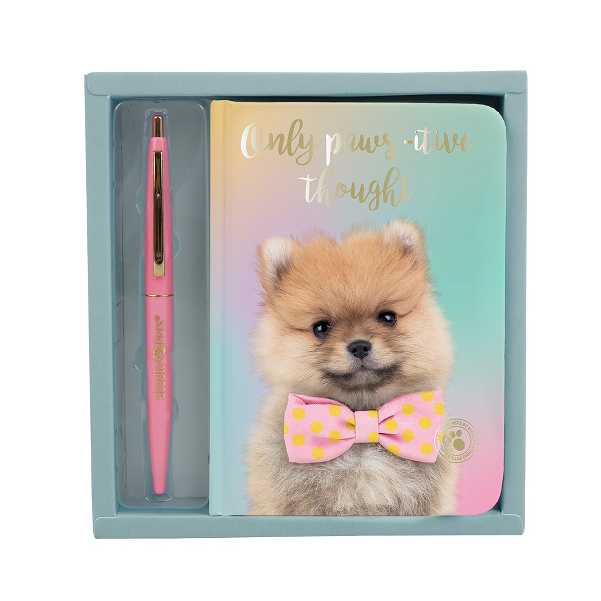 Studio Pets Notitieboekje met pen - A6 Pomeriaan Puppy PomPom Editie