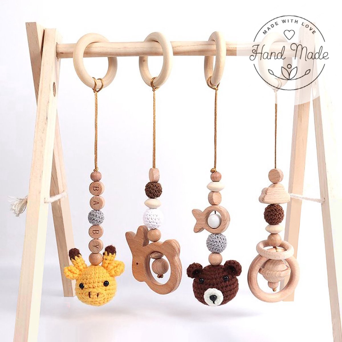 Babygym hout speeltjes Lama - Tevreden Baby