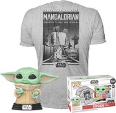 Funko Pop! & Tshirt Set: Star Wars - The Mandalorian Grogu Cookie #465 (Size L)