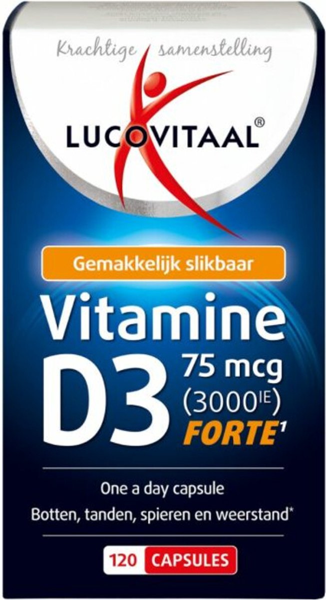 Goedkoopste 3x Lucovitaal Vitamine D3 75mcg (3000IE) Forte 120 capsules