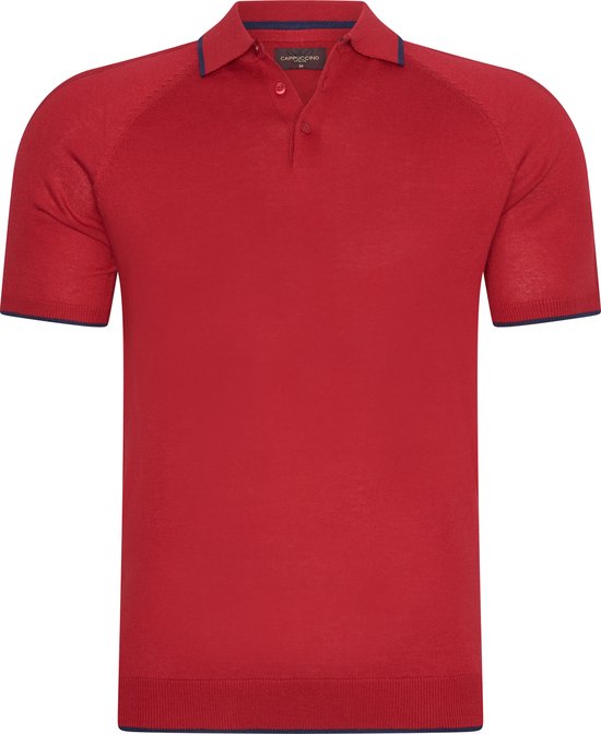 Cappuccino Italia - Heren Polo SS Tipped Tricot Polo - Rood - Maat M