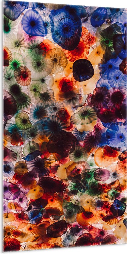 Acrylglas - Patroon van Vlekken met Stipje in Verschillende Kleuren - 100x200 cm Foto op Acrylglas (Wanddecoratie op Acrylaat)