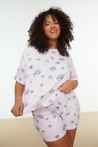 Trendyol Ensemble de pyjama à manches standard et col rond pour femme Grandes tailles