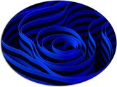 Dibond Ovaal - Willekeurige Abstracte Blauwe en Zwarte Strepen - 56x42 cm Foto op Ovaal (Met Ophangsysteem)