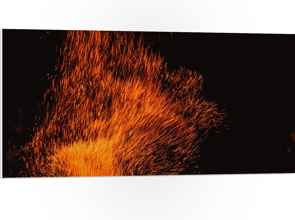 PVC Schuimplaat- Oranje Spetters van Vuurkorf - 100x50 cm Foto op PVC Schuimplaat