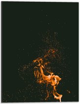 Dibond - Vuur met Vuurspetters tegen Zwarte Achtergrond - 30x40 cm Foto op Aluminium (Wanddecoratie van metaal)