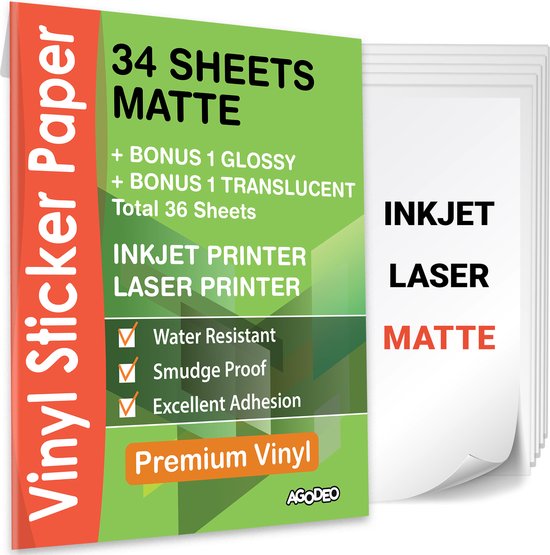 litteken Port Wereldbol 34 Matte Vinyl Stickervellen A4 Printer Paper - Stickerpapier Voor Printer  - Incl. 2... | bol.com