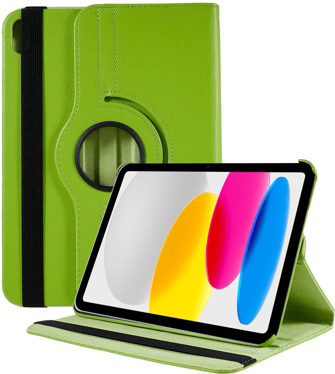 iPad 2022 hoes (10.9 inch) 10e generatie draaibaar bookcase Lichtgroen Arara bol