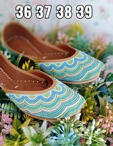 Indiase schoenen / Punjabi jutti Zee Blauw Parel 40