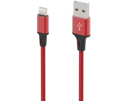 Oplaadkabel 1M Geschikt voor: Lightning kabel Nylon gevlochten snoer Geschikt voor: iPhone 14 13 12 11 Pro Max Mini XR XS X 8 7 6 Plus 6s SE 2020 rood