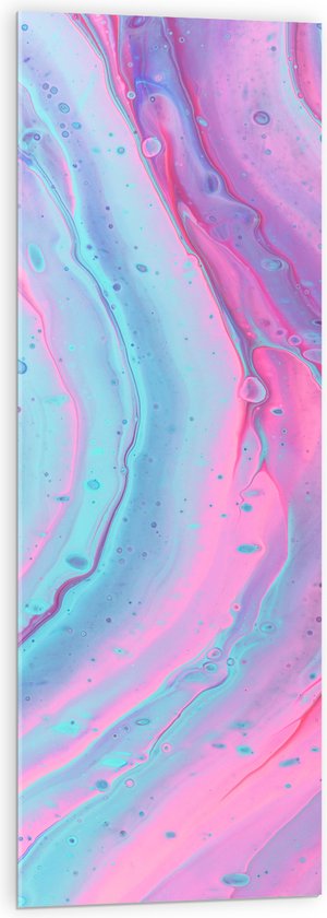 Acrylglas - Luchtbellen in Blauwe en Roze Ondergrond - 40x120 cm Foto op Acrylglas (Met Ophangsysteem)