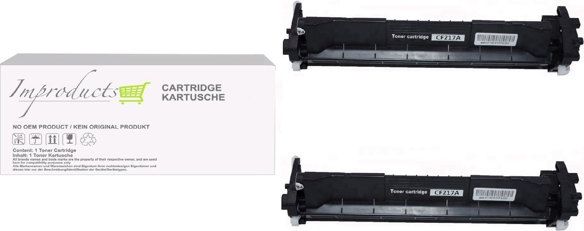 Image of 2x Improducts® geschikt voor HP 17A CF217A XL HP LaserJet Pro M102 M102a M102w M130 M130a M130fn M130fw M130nw MFP M 102 M 102a M 102w M 130 M 130a M 130fn M 130fw M 130nw